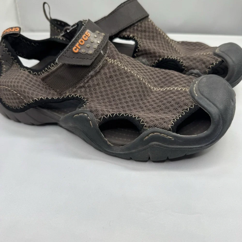 CROCS Swiftwater Mesh Men Size 8 Brown Fishing Hiking Sandals Casual Water Shoes
